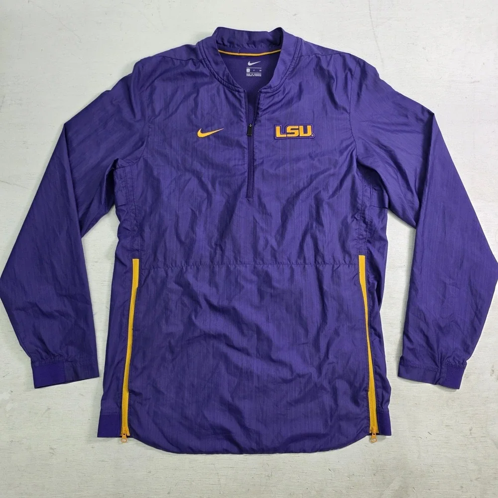 Nike LSU Tigers Sideline Lockdown Men's Slip-Over 1/4 Zip Jacket Windbreake Sz S - Picture 1 of 7